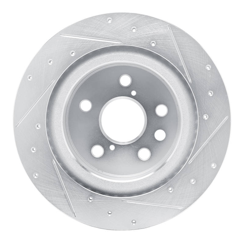 Lexus IS300 Brake Rotor (1) - Rear Left - R1 Concepts - Drilled & Slotted - Silver - `21-`25